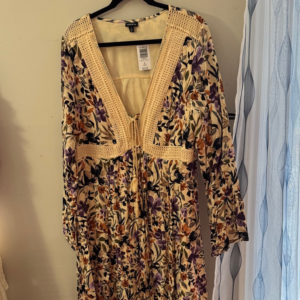 Torrid Multicolor Floral Long Sleeve Dress